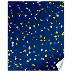 White Yellow Stars On Blue Color Canvas 11  X 14  by SpinnyChairDesigns