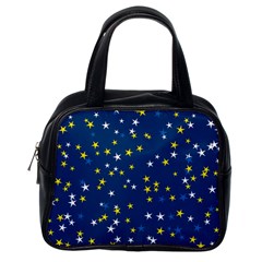 White Yellow Stars On Blue Color Classic Handbag (one Side) by SpinnyChairDesigns