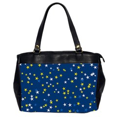 White Yellow Stars On Blue Color Oversize Office Handbag (2 Sides) by SpinnyChairDesigns