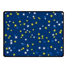 White Yellow Stars On Blue Color Fleece Blanket (small) by SpinnyChairDesigns