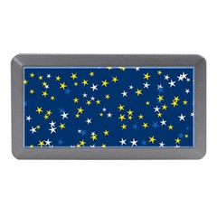 White Yellow Stars On Blue Color Memory Card Reader (mini) by SpinnyChairDesigns