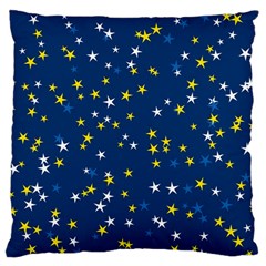 White Yellow Stars On Blue Color Large Cushion Case (one Side) by SpinnyChairDesigns