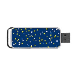 White Yellow Stars On Blue Color Portable Usb Flash (one Side) by SpinnyChairDesigns