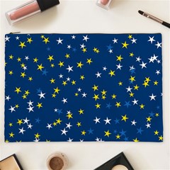 White Yellow Stars On Blue Color Cosmetic Bag (xxl) by SpinnyChairDesigns