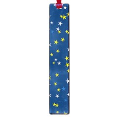 White Yellow Stars On Blue Color Large Book Marks by SpinnyChairDesigns