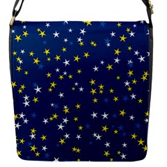 White Yellow Stars On Blue Color Flap Closure Messenger Bag (s) by SpinnyChairDesigns