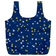 White Yellow Stars On Blue Color Full Print Recycle Bag (xl) by SpinnyChairDesigns