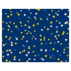 White Yellow Stars On Blue Color Double Sided Flano Blanket (medium)  by SpinnyChairDesigns