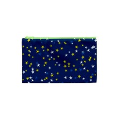 White Yellow Stars On Blue Color Cosmetic Bag (xs) by SpinnyChairDesigns