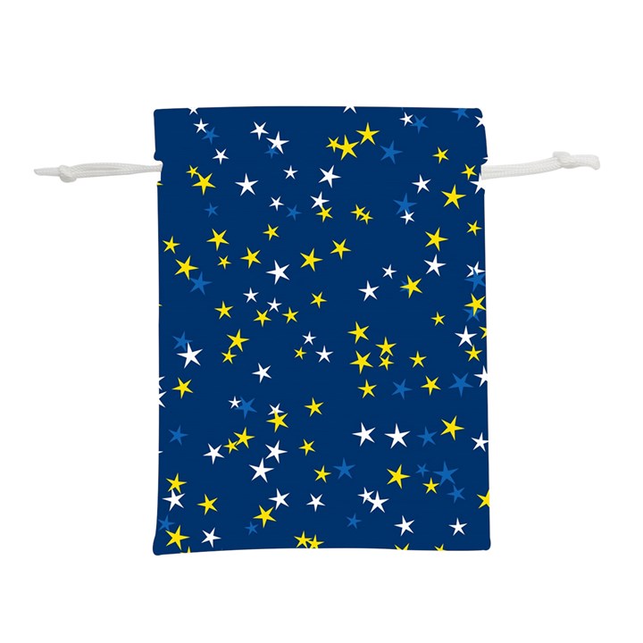 White Yellow Stars on Blue Color Lightweight Drawstring Pouch (S)