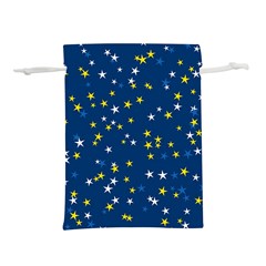 White Yellow Stars On Blue Color Lightweight Drawstring Pouch (l) by SpinnyChairDesigns