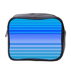 Blue Purple Color Stripes Ombre Mini Toiletries Bag (two Sides) by SpinnyChairDesigns