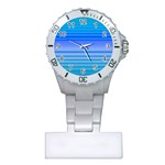 Blue Purple Color Stripes Ombre Plastic Nurses Watch Front