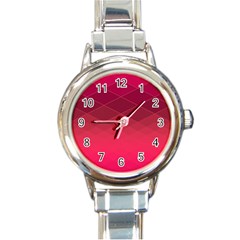 Hot Pink And Wine Color Diamonds Round Italian Charm Watch by SpinnyChairDesigns