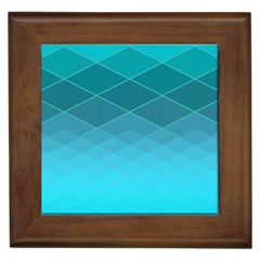 Aqua Blue And Teal Color Diamonds Framed Tile by SpinnyChairDesigns