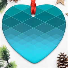 Aqua Blue And Teal Color Diamonds Ornament (heart) by SpinnyChairDesigns