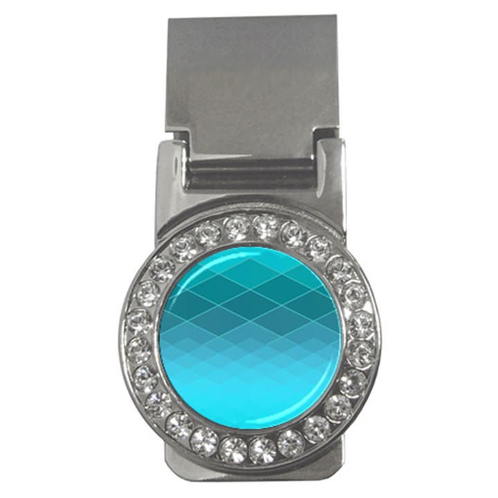 Aqua Blue and Teal Color Diamonds Money Clips (CZ) 