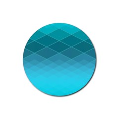 Aqua Blue And Teal Color Diamonds Rubber Coaster (round)  by SpinnyChairDesigns