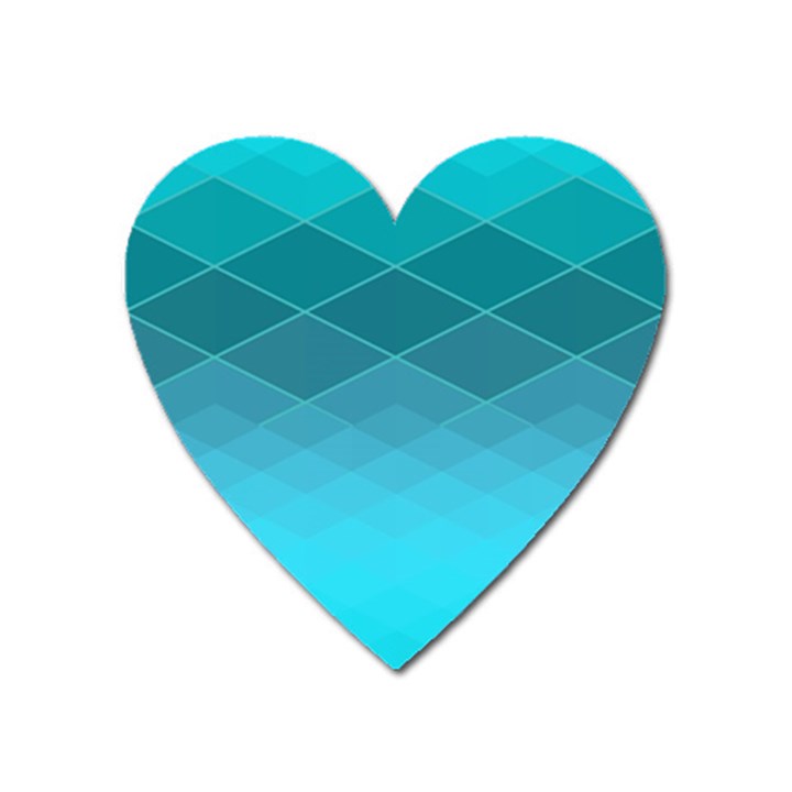 Aqua Blue and Teal Color Diamonds Heart Magnet