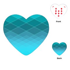 Aqua Blue And Teal Color Diamonds Playing Cards Single Design (heart) by SpinnyChairDesigns