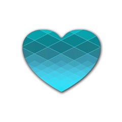 Aqua Blue And Teal Color Diamonds Heart Coaster (4 Pack)  by SpinnyChairDesigns