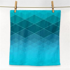 Aqua Blue And Teal Color Diamonds Face Towel by SpinnyChairDesigns