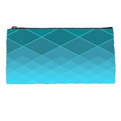 Aqua Blue And Teal Color Diamonds Pencil Case by SpinnyChairDesigns