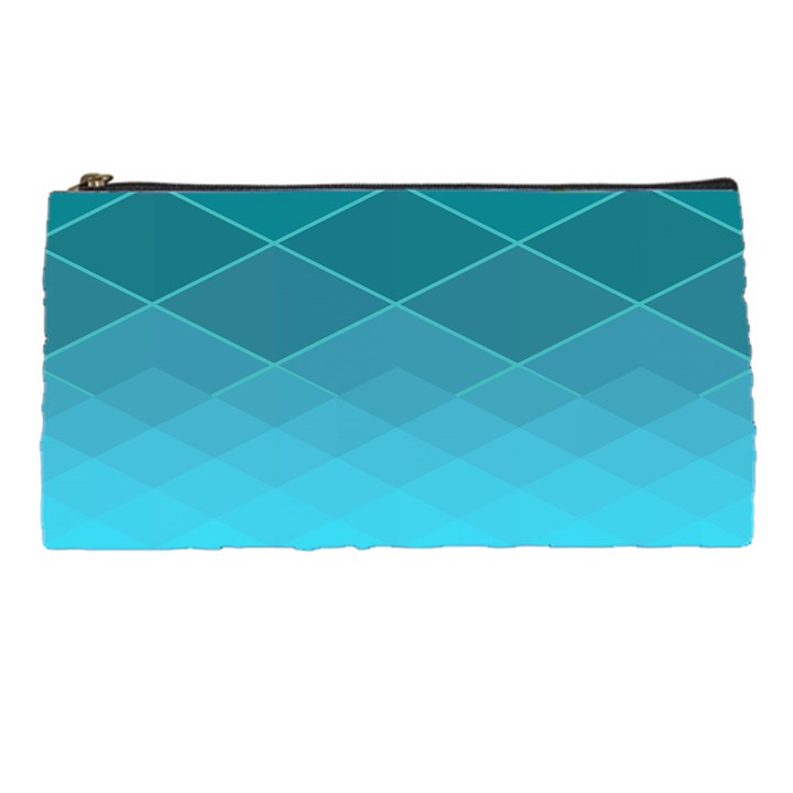 Aqua Blue and Teal Color Diamonds Pencil Case