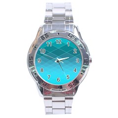 Aqua Blue And Teal Color Diamonds Stainless Steel Analogue Watch by SpinnyChairDesigns