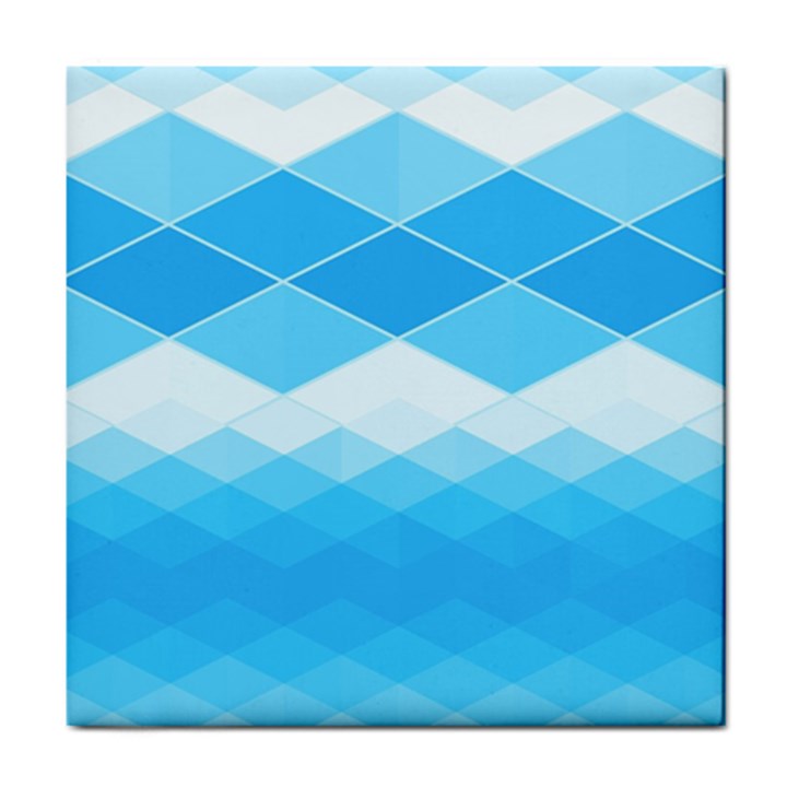 Light Blue and White Color Diamonds Tile Coaster