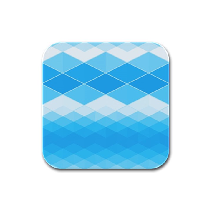 Light Blue and White Color Diamonds Rubber Square Coaster (4 pack) 