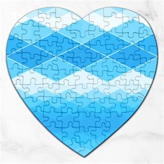 Light Blue And White Color Diamonds Jigsaw Puzzle (heart) by SpinnyChairDesigns