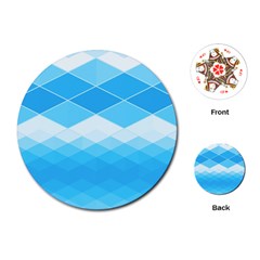 Light Blue And White Color Diamonds Playing Cards Single Design (round) by SpinnyChairDesigns