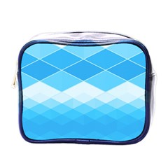 Light Blue And White Color Diamonds Mini Toiletries Bag (one Side)