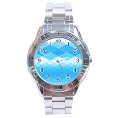 Light Blue And White Color Diamonds Stainless Steel Analogue Watch