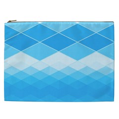 Light Blue And White Color Diamonds Cosmetic Bag (xxl)