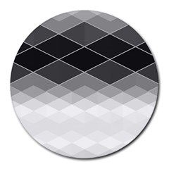 Black White Grey Color Diamonds Round Mousepads by SpinnyChairDesigns