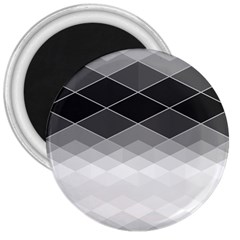 Black White Grey Color Diamonds 3  Magnets