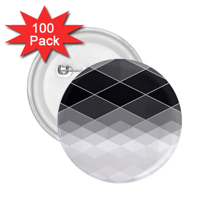 Black White Grey Color Diamonds 2.25  Buttons (100 pack) 