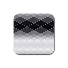 Black White Grey Color Diamonds Rubber Square Coaster (4 Pack) 