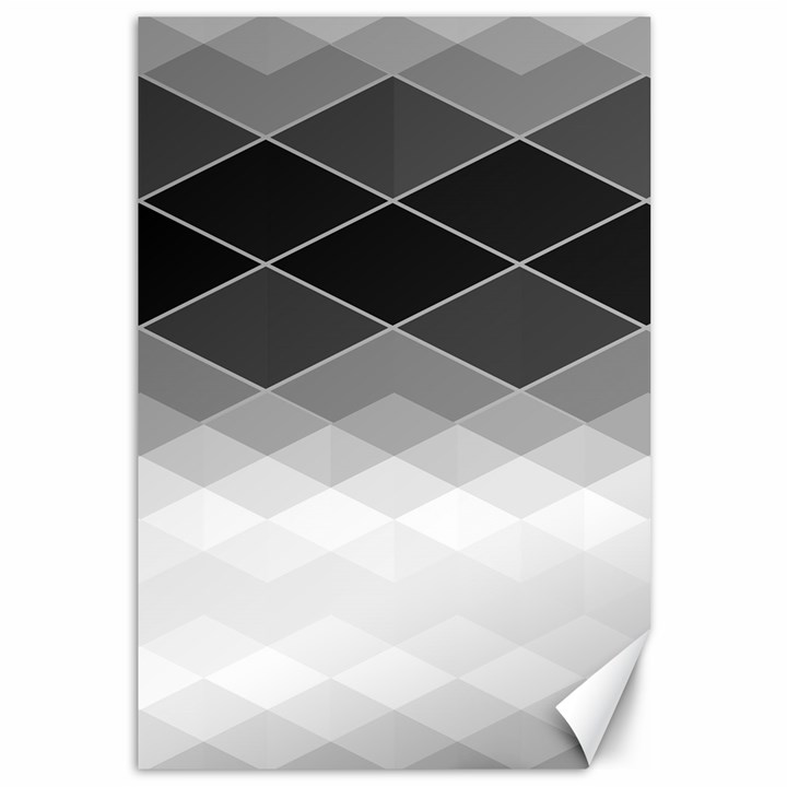 Black White Grey Color Diamonds Canvas 12  x 18 