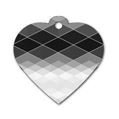 Black White Grey Color Diamonds Dog Tag Heart (one Side) by SpinnyChairDesigns