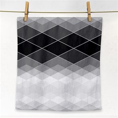 Black White Grey Color Diamonds Face Towel by SpinnyChairDesigns