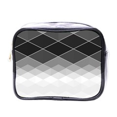 Black White Grey Color Diamonds Mini Toiletries Bag (one Side) by SpinnyChairDesigns