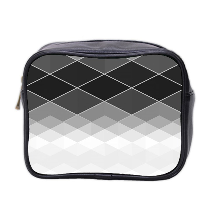 Black White Grey Color Diamonds Mini Toiletries Bag (Two Sides)