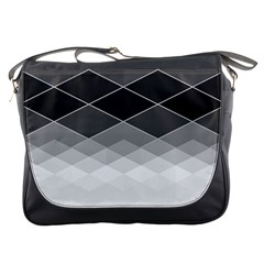 Black White Grey Color Diamonds Messenger Bag by SpinnyChairDesigns