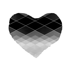 Black White Grey Color Diamonds Standard 16  Premium Heart Shape Cushions by SpinnyChairDesigns