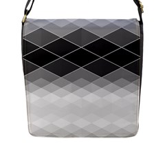 Black White Grey Color Diamonds Flap Closure Messenger Bag (l) by SpinnyChairDesigns