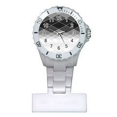 Black White Grey Color Diamonds Plastic Nurses Watch by SpinnyChairDesigns