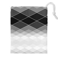 Black White Grey Color Diamonds Drawstring Pouch (5xl) by SpinnyChairDesigns